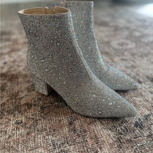 Betsey Johnson Glittering Silver Heeled Boots